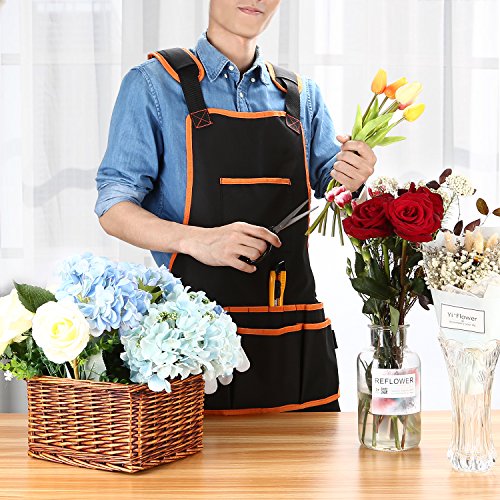 OCGIG Professional Canvas Work Apron with 16 Tool Pockets Tool Apron Adjustable Size Protective and Waterproof