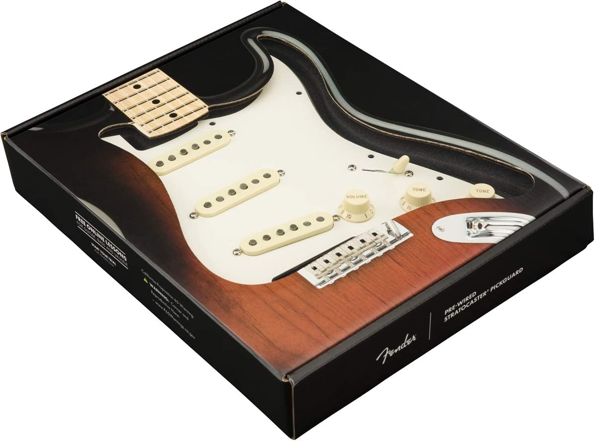 Fender Pre-wired Stratocaster Pickguard Strat Original '57/'62 Pickups, White, Black, Einheitsgröße - Image 4