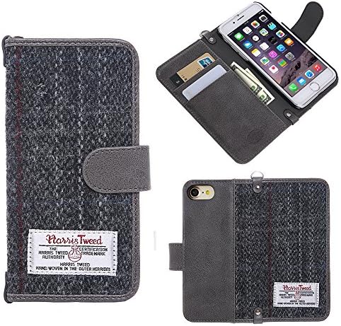 iPhone 7 Case iPhone 7 Wallet Case Harris Tweed Synthetic Leather Flip Wallet Phone Cover with Credit Card Holder for iPhone 7 (Gray)