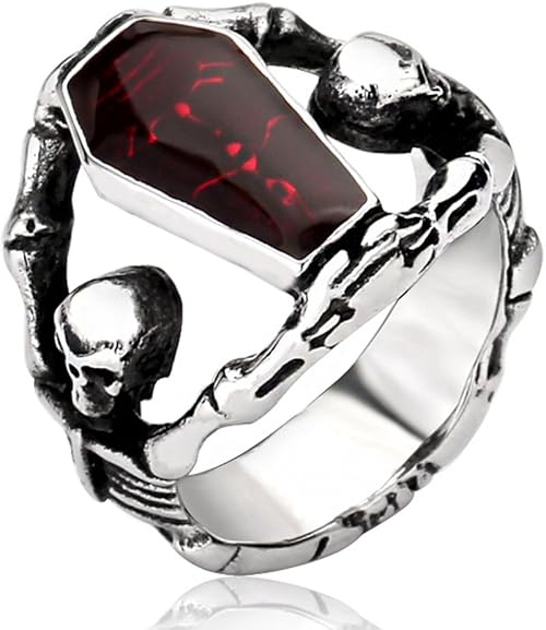 Amazon Co Jp Pw 精良sus316l製 パンク風 吸血鬼の棺桶 Vampire 髑髏 スカル 指輪 ラッピング対応 ジュエリー