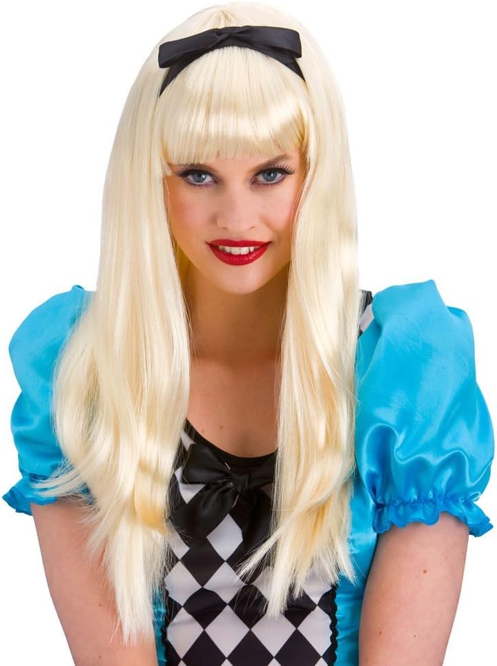 Wicked Costumes Adult Storybook Alice Fancy Dress Wig with Bow, Light Beige