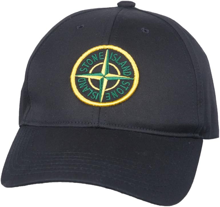 Stone Island Soft Cotton Black Green Compass Logo Men`s Baseball Cap
