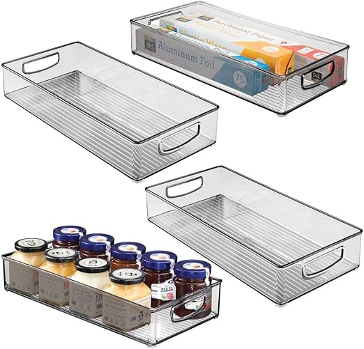 Amazon Com Mdesign Plastic Stackable Kitchen Pantry Cabinet