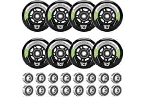 8 Pack Inline Skate Wheels Replacement 64mm 72mm 76mm 80mm Inline Wheels with ABEC-9 Bearing and Spacers for Blades Roller Ho
