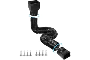 Gutterlix 1 Pack Flexible Gutter Downspout Extensions Extendable from 21" to 67", Downspout Extender Comes with Adapters, Thickened Down spout Drain Extension for Rainwater Drainage(Black)