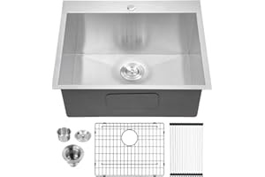 Lordear Drop in Laundry Sink 22"x22"x12" Deep Utility Sink Drop-in Topmount Single Bowl Sink 16 Gauge Stainless Steel Laundry Room Sinks