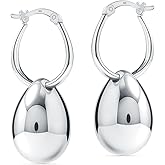 LeCalla 925 Sterling Silver Dangle Hoop Earrings for Women | Classic Teardrop Dangle Earrings | Waterdrop Dangling Hoop Earrings with Click-Tops Party Wear Jewelry Gift 45MM
