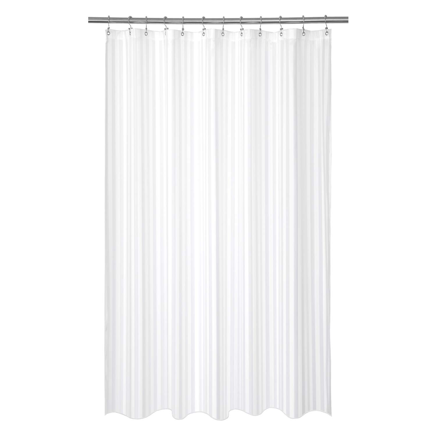 Barossa Design Waterproof Fabric Shower Curtain or Liner Standard Size, Satin Damask Striped, Machine Washable, Hotel Quality, 72x72 Inches
