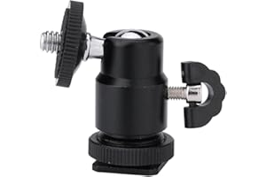 EBTOOLS 1/4" Mini Ball Head Hot Shoe Mount Ring Light Adapter 360 Degree Hot Shoe Adapter Connect with Digital Camera, Video 