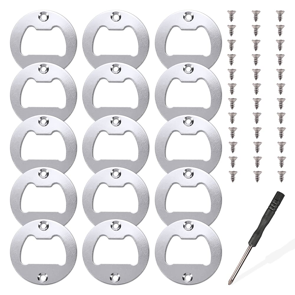 15 Sets Bottle Opener Inserts Hardware, MaehSab Metal Insert Parts Kit for Bottle Opener Resin Casting Molds, Resin Woodworker Beer Opener DIY Accessories