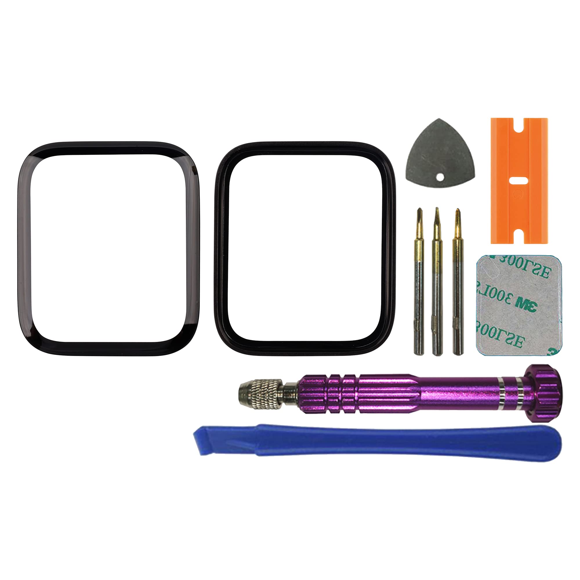 Photo 1 of SWARK Front Screen Glass Outer Panel Lens Replacement Compatible with Apple Watch Series 4 44mm & Series 5 44mm & SE 44mm & Series 6 44mm (No LCD Screen and Touch Digitizer) with Repair Kit