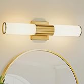 METWET Bathroom Light Fixtures, 2-Light Vanity Lights for Mirror with Milk Glass Shade, Brushed Gold Wall Sconces Up and Down