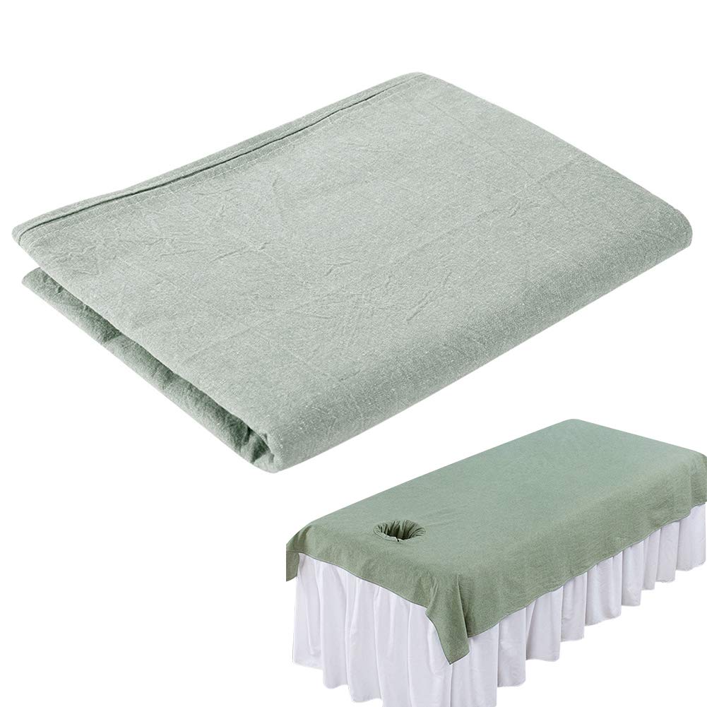 Beauty Massage Bed Sheets, Salon Massage SPA Couch Soft Cotton Bed Cover Protector with Face Breath Hole (Green)