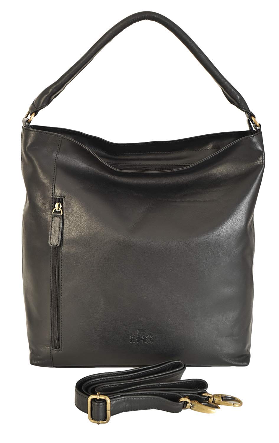 Rowallan Large Leather Black Hobo Shoulder Bag 1432