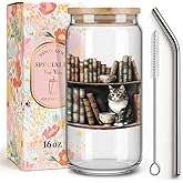 Niyorayna Cute Bookish Gifts for Women,Friend,Sister,Reader,Librarian, Book Club GIfts,Best Cat Lover Gift for Cat Lady Mom, Coffee Tumbler Book Mug Gift for Birthday,Christmas,Thanksgiving-127