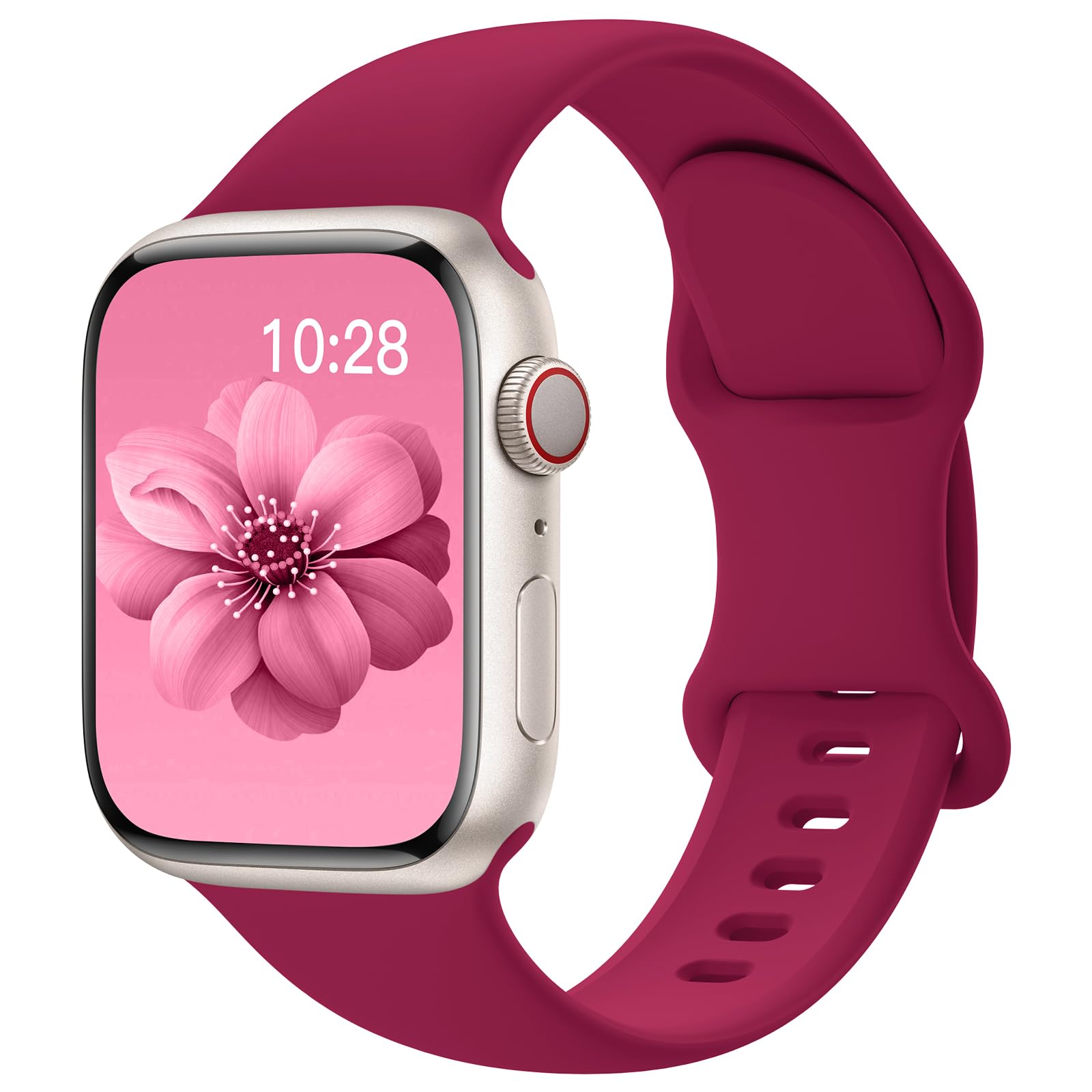Yoohoo Soft Silicone Strap Compatible with Apple Watch Straps 38mm 40mm 41mm 42mm 44mm 45mm 46mm 49mm Women Men,Sport Replacement Bands for iWatch Series 11 10 9 8 7 6 5 4 3 2 1 SE Ultra,Deep Rose Red — image 1