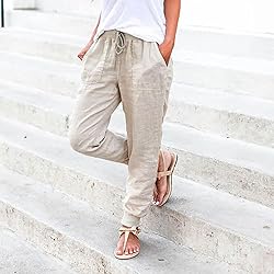 JIOEEH Cargo Pants Drawstring Back Elastic Waist