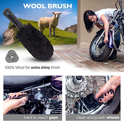 Me Motorcycle Detailing Brush Kit 6 Pack Natural Boar Hair