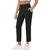 MIVEI 25"/27" Womens Golf Pants Stretch Travel Ankle Cropped Pant High Waist with Zipper Pockets 7/8 Work Business Casual