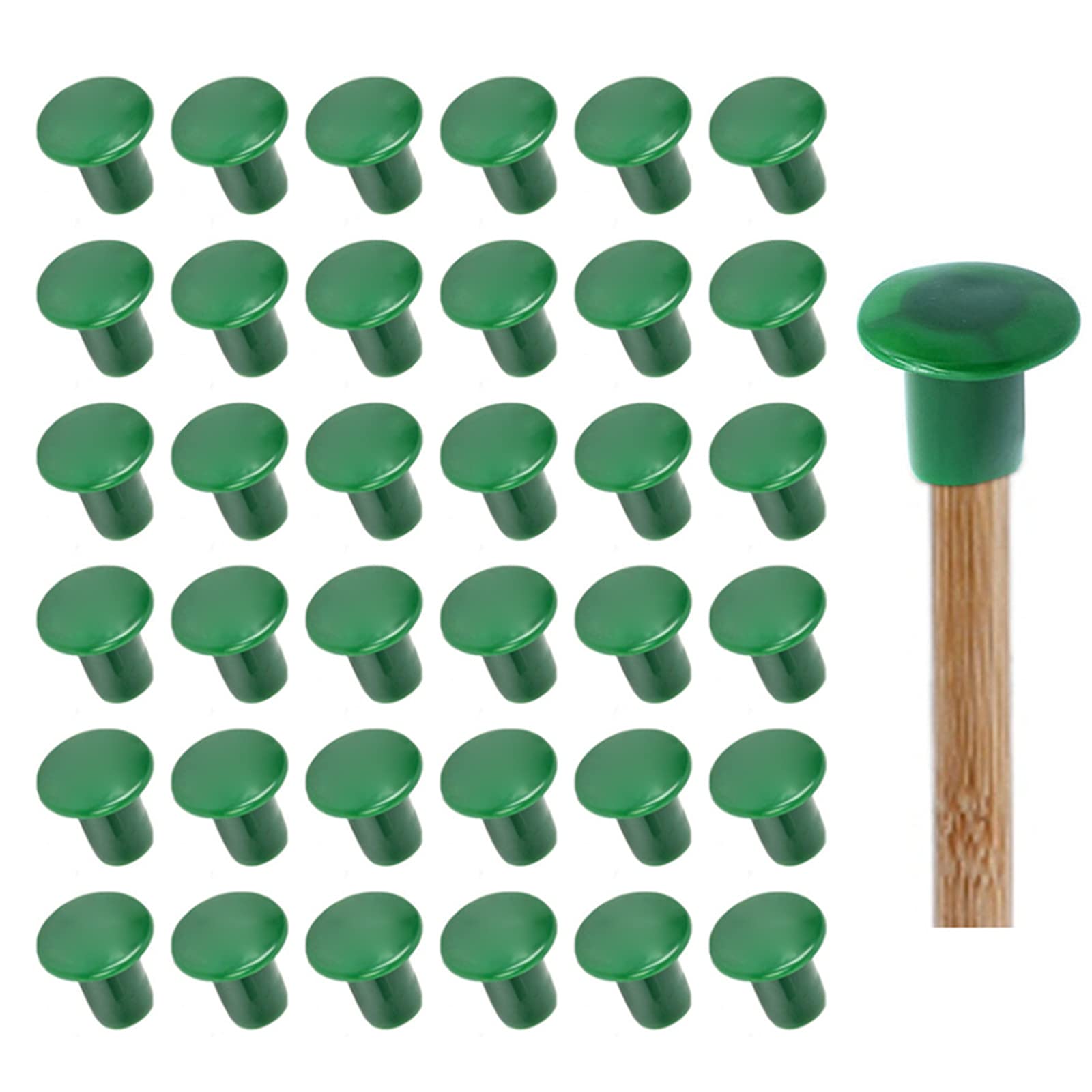 Cane Caps, 36 Piece Green Garden Cane Caps Bamboo Cane Topper Protectors Eye Protection for Garden Canes and Bamboo