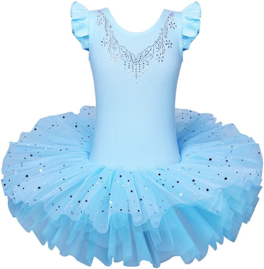 Vestito Da Balletto Per Bambina | Gonnellino Tut&ugrave; A 4 Strati | Con Body E Maniche Corte | Per Danza E Feste