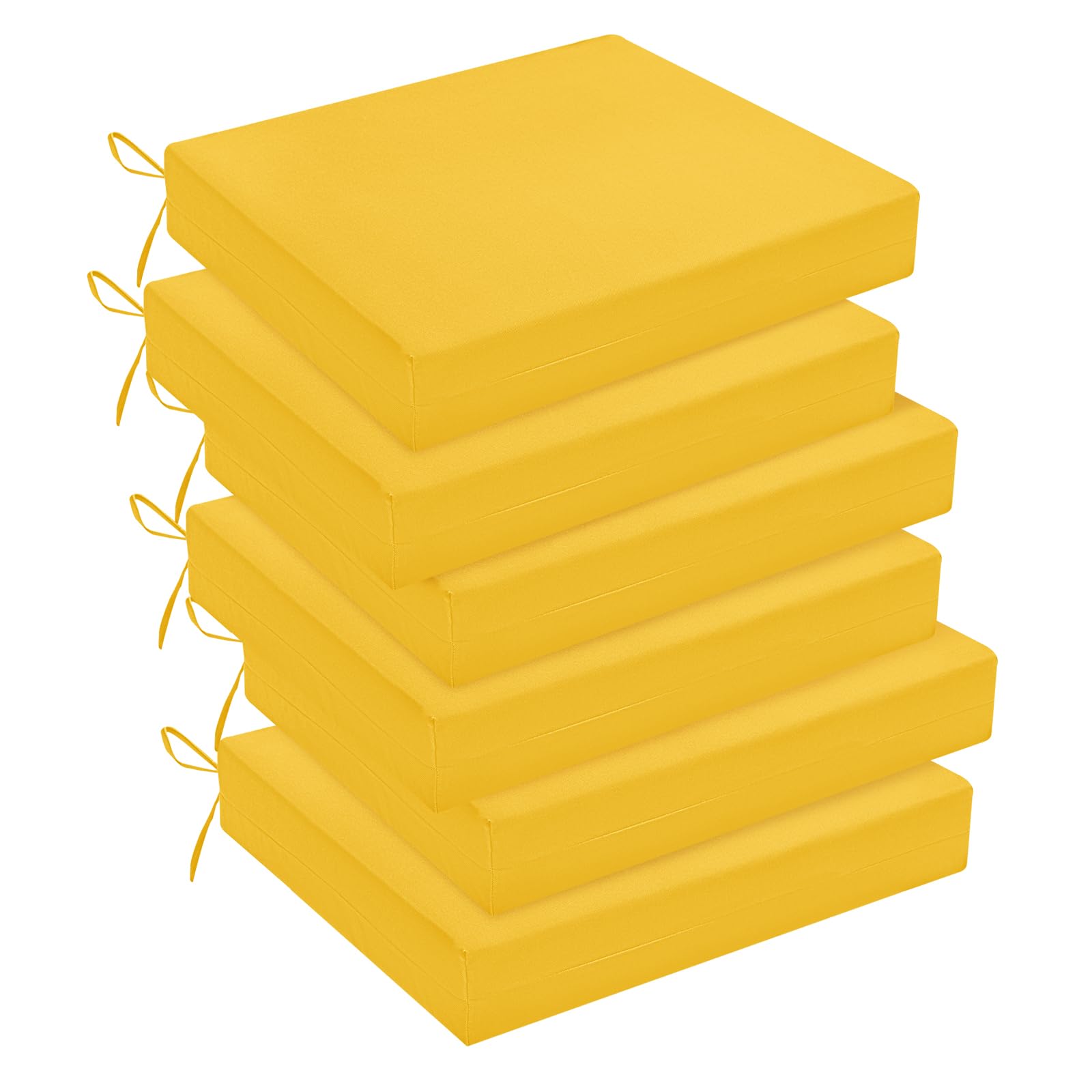 downluxe Outdoor Chair Cushions Set of 6 for Patio Furniture, Water-Resistant Square Corner Patio Chair Cushions with Ties, High Density Foam Outdoor Seat Cushion, 18.5" X 16" X 3", Yellow Image downluxe Outdoor Chair Cushions Set of 6 for Patio Furniture, Water-Resistant Square Corner Patio Chair Cushions with Ties, High Density Foam Outdoor Seat Cushion, 18.5" X 16" X 3", Yellow Image