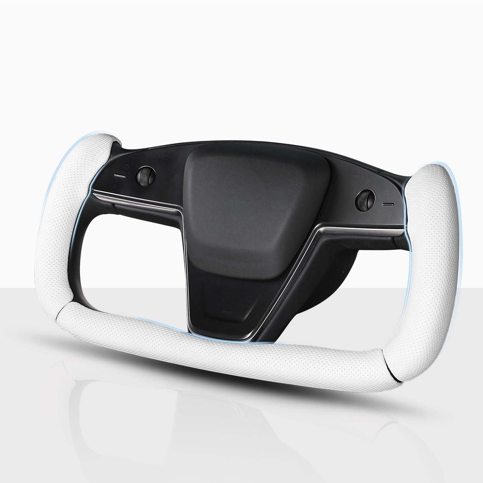 Photo 1 of Steering Wheel Cover for Tesla Yoke Steering Wheel, Car Steering Wheel Cover for Tesla Model S 2021-2023 / Model X 2021-2023 Steering Wheel Accessories White