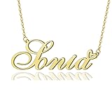 AOLO Sonia Heart Name Necklace 18k Gold Plated