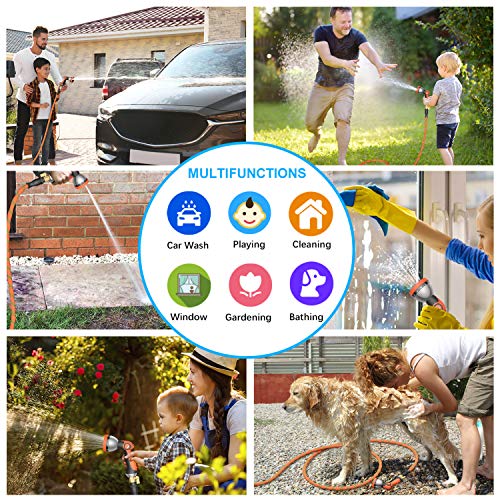 BOIROS Expandable Garden Hose 50ft, Flexible Water Hose 10 Function High-Pressure Spray Nozzle, Premium Solid Brass Connector Leakproof Latex Core Fittings No Kink Lightweight Retractable Hose