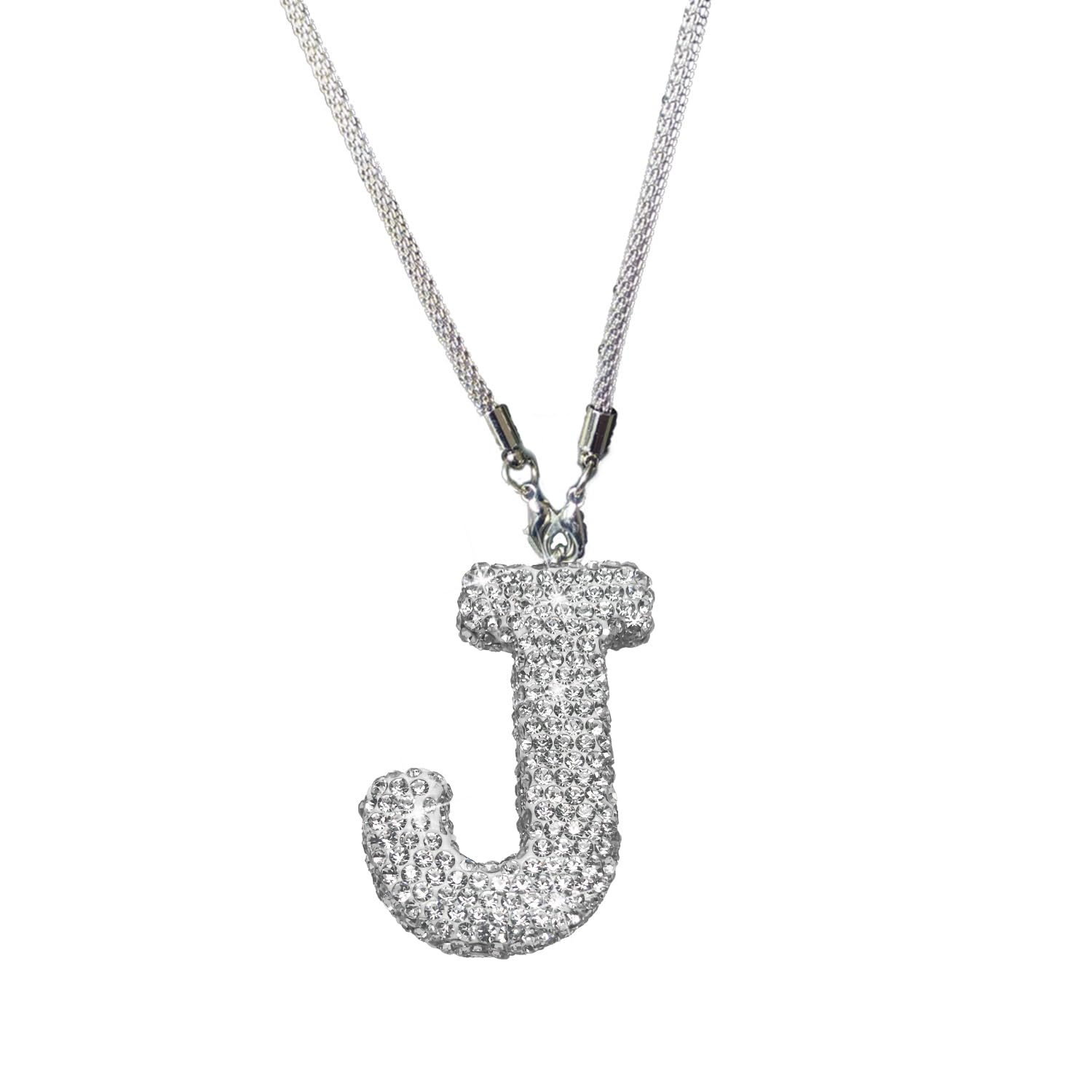 Photo 1 of Bling Car Accessories for Women Letter Charm, Rear View Mirror Ornament Cute Hanging Crystal Pendant Girl Car Decorations, Lucky Diamond Rhinestone Girly Charm Interior (White J)