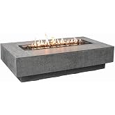 Elementi Hampton Natural Gas Fire Pit Table Cast Concrete 56 x 32-in | Includes Lava Rocks, Outdoor Patio and Backyard Use, Modern Design, Warm Gathering Space 45,000 BTU