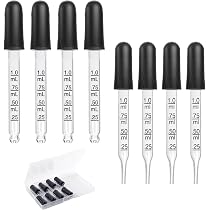 4 Compte-Gouttes En Verre Avec Pointe Courbée Et Droite - 1 Ml Calibré - Pour Huiles Essentielles, Laboratoire, Cosmétique Maison - 5