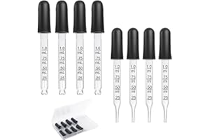 8pcs 1ml Eye Dropper, Glass Dropper with Measurements Pipettes Dropper with Rubber Head Glass Pipette for Medicine, Essential