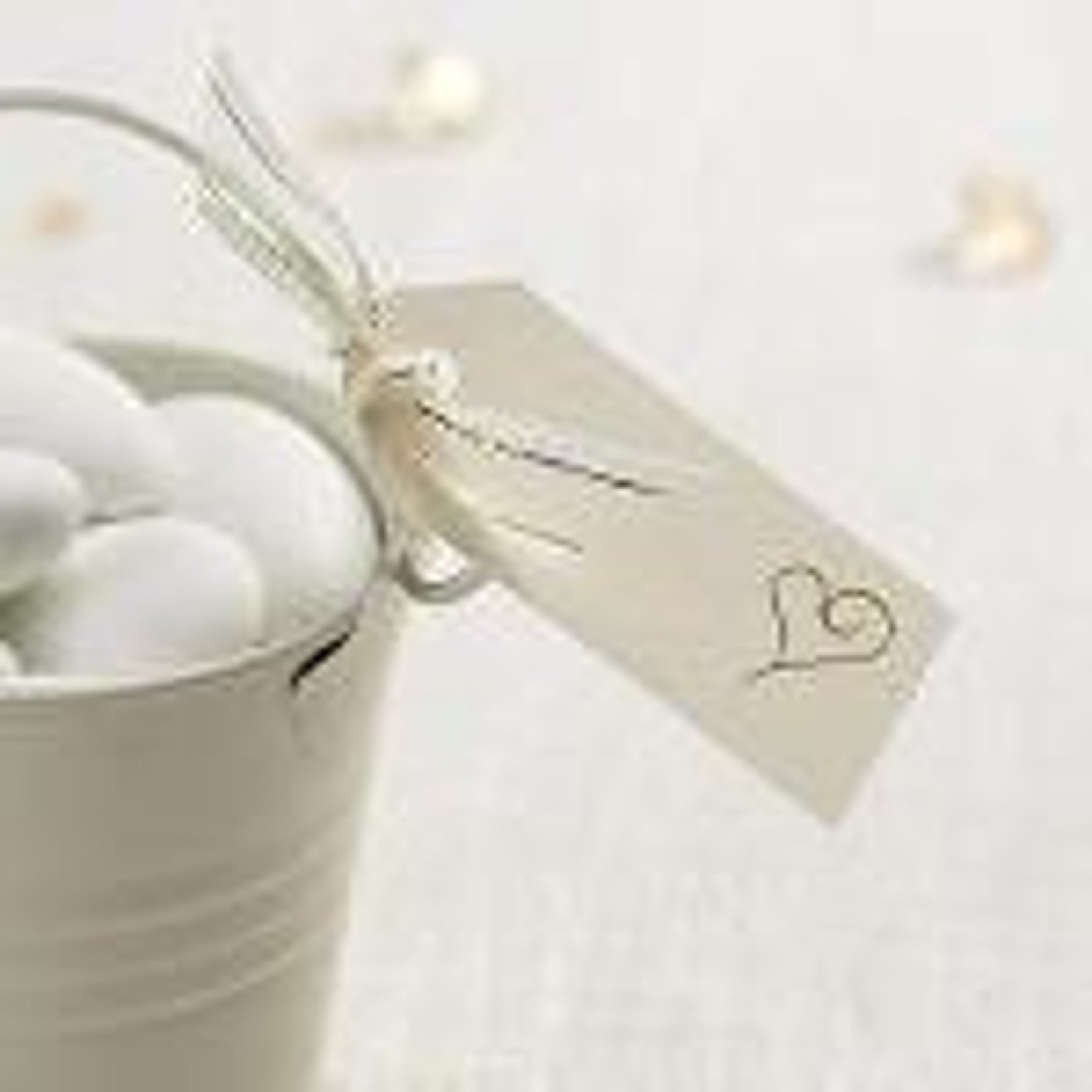 Neviti Contemporary Heart Mini Wedding Heart Luggage Tags - Ivory/Gold - Pack of 10