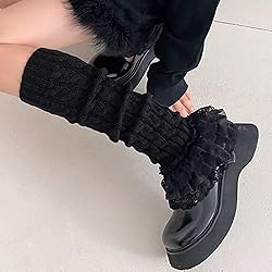 Leoparts Women's Knit Leg Warmers Y2K Bow Lace Trim