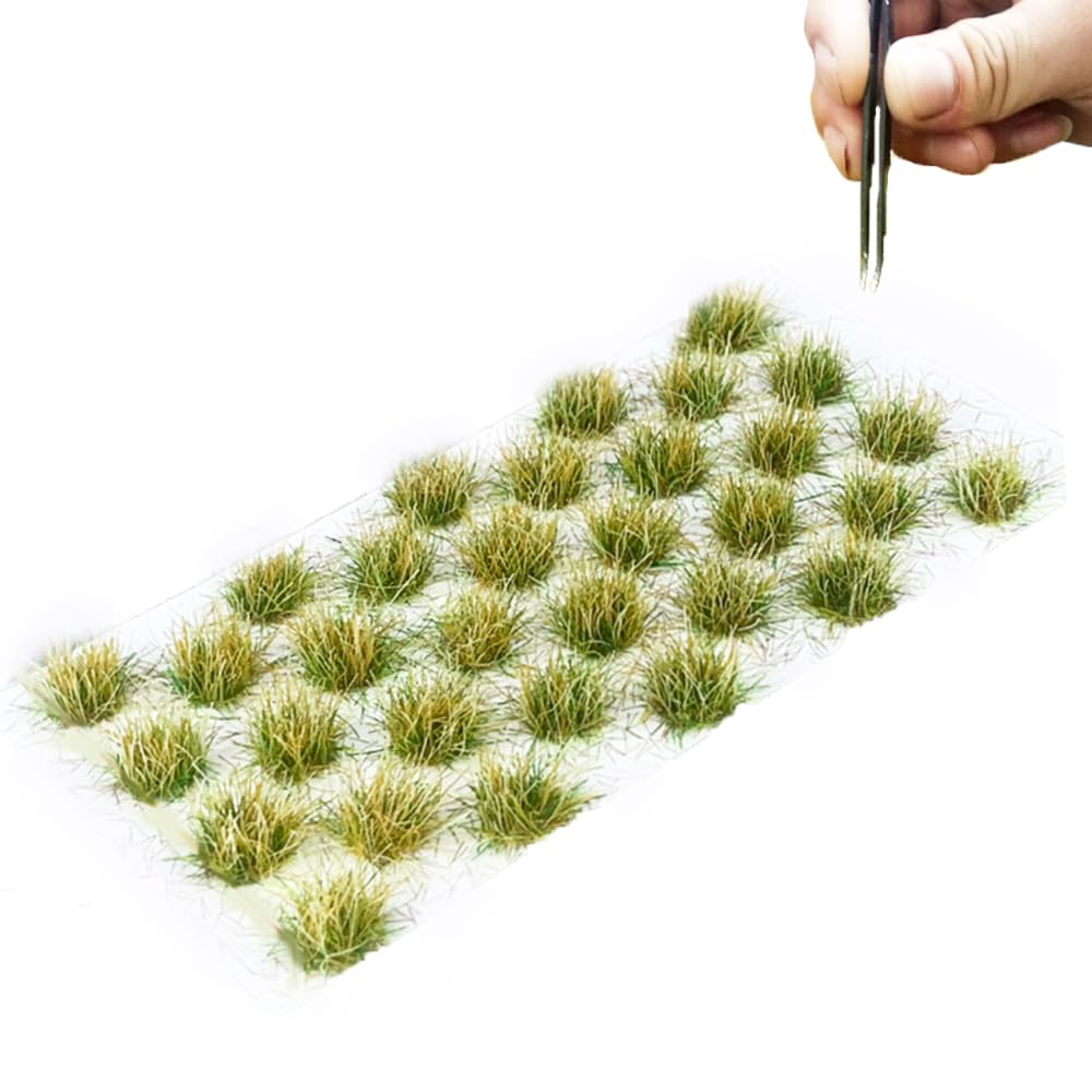 RHQFDM 32 Pcs Static Grass Tufts, for DIY Railway Train Landscape, Artificial Miniature Grass Deco (Winter Grass)
