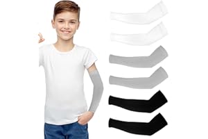 Abeillo 3 Pairs of Sports Arm Warmers Children, Breathable Anti-UV Compression Arm Warmers, Unisex Arm Sleeves, Gaming, for B