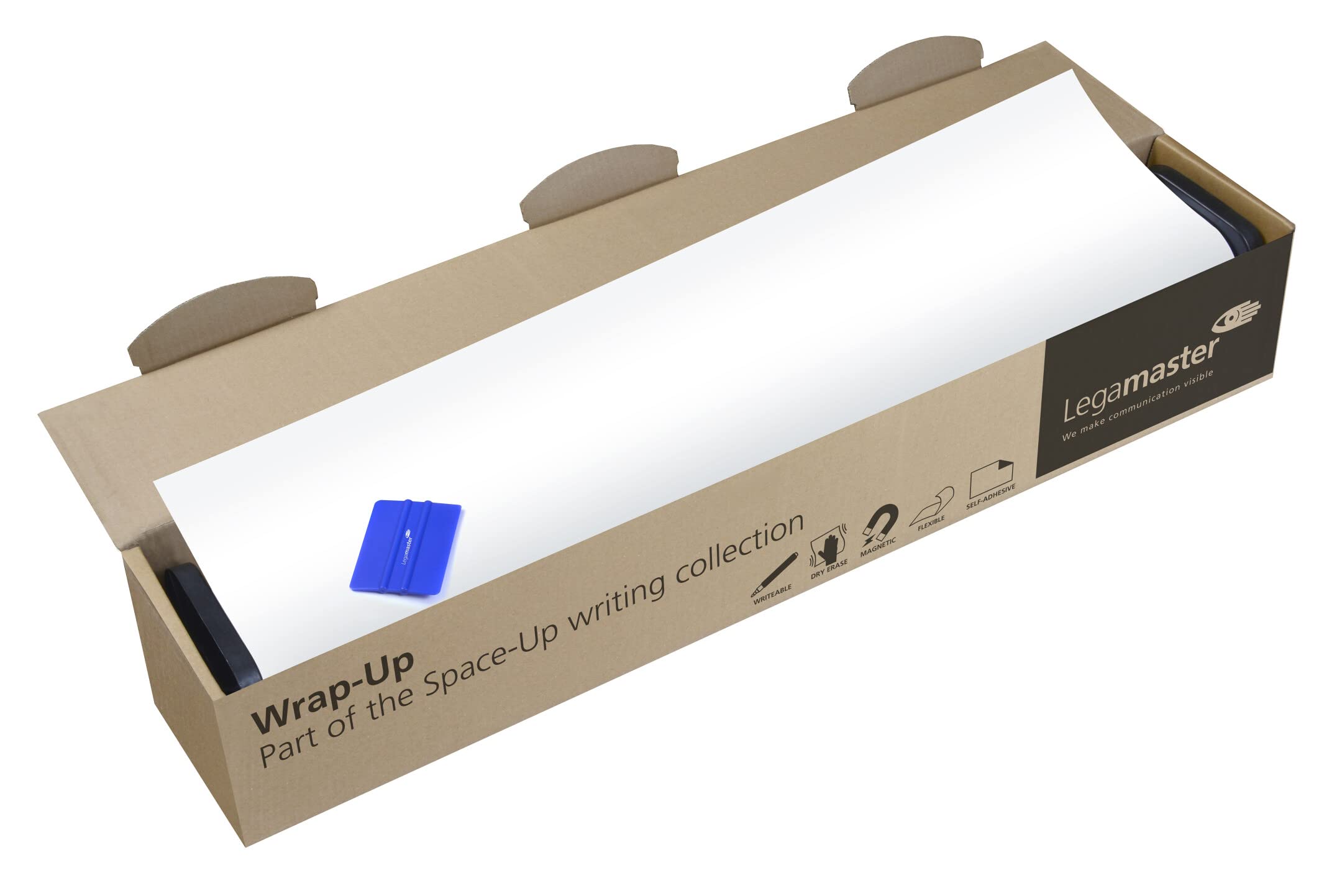 Legamaster Wrap-Up Whiteboard Foil - static self-adhesive - white - 101x600cm - wipeable and rewritable - magnetic - PVC-free made of polypropylene