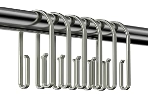 Nickel Shower Curtain Hooks Rings，Double Sided Shower Curtain Hooks Rust Proof，12 pcs Shower Hooks for Inside ，Smooth Sliding