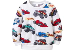 Nivne Tco Toddler Boys Clothes-Sports Car Graphic Print Round Neck Sweatshirt-Little Boy Fall Long Sleeve Top Size(3~7 years)