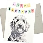 Mini Goldendoodle Birthday Card - Premium 5x7 Inch Folded Card, Blank Inside - Perfect Goldendoodle Birthday Cards for Men and Women - Doodle Birthday Card from Dog - 482