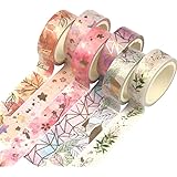 YUBBAEX Floral Gold Washi Tape Set VSCO Foil Masking Tape Decorative for Arts, DIY Crafts, Bullet Journal Supplies, Planners,
