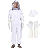 KAGZ Professional Bee Suit with Sting Proof Cap and Gloves for Men Women, Beekeeping Beekeeper Suit Bee Costume with Ventilated Hood L
