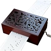 Youtang Vintage Carved Wood 30 Note Mechanism Musical Box Handcrank Music Box Gift