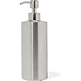 Silver Soap Dispenser for Kitchen & Bathroom – 15 oz Refillable Resin Pump Bottle for Dish Soap, Hand Soap, Shampoo, Conditioner – Modern Countertop Dispenser with Non-Slip Protective Pads