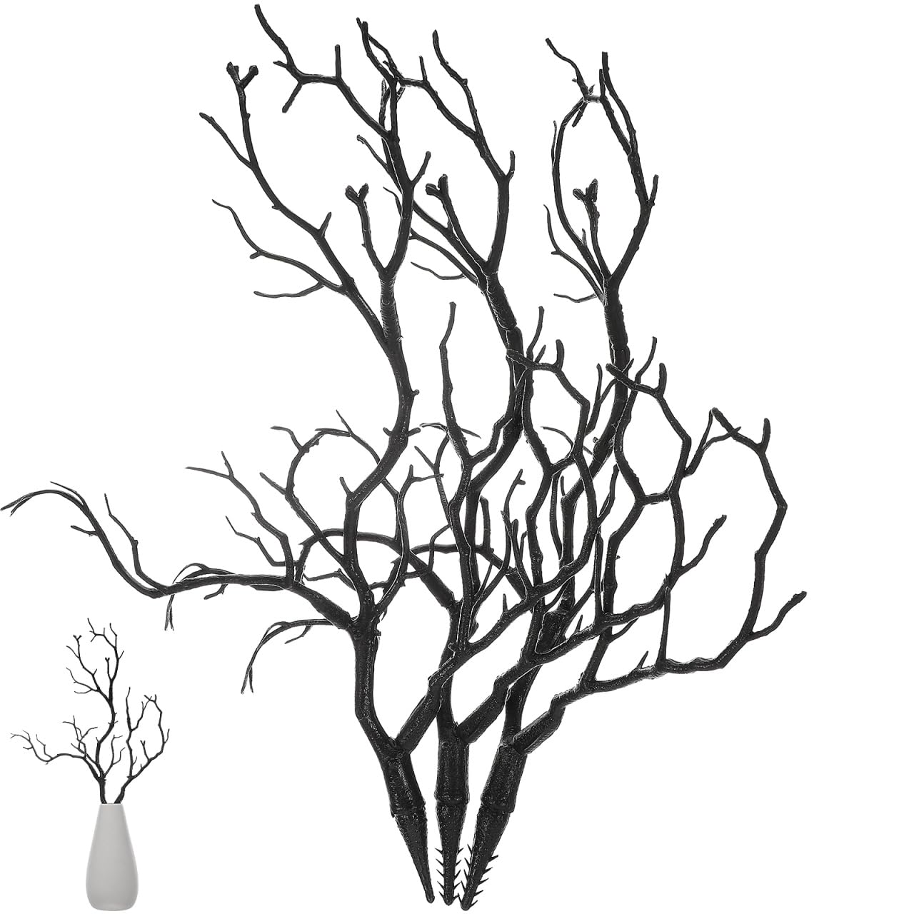 Ciieeo Simulated Plastic Coral Branch, 36cm Artificial Antler Branch for Headdress, Coral Tree Twig for DIY Home Decor, Black