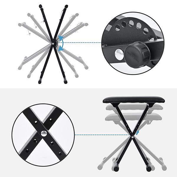 TIPATYARD KEYBOARD STAND & BENCH SET, UPGRADE HEAVY DUTY DOUBLE-X KEYBOARD STAND, ADJUSTABLE & PORTABLE DIGITAL PIANO STAND WITH LOCKING STRAPS