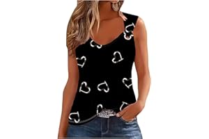 HUNENY Womens Tank Tops Spaghetti Strap Notched Neck Casual Novelty Loose Fit Sleeveless Shirts Funny Graphic Tee Vests