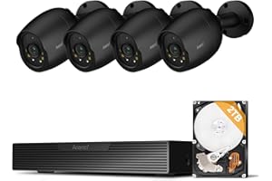 ARENTI 5MP PoE Security Camera System, 4PCS 5MP Wired PoE Cameras Outdoor IP Camera System with AI Person/Vehicle Detection, 4K 8CH Surveillance NVR with 2TB HDD for 24-7 Recording, AIK8-510B4 Black