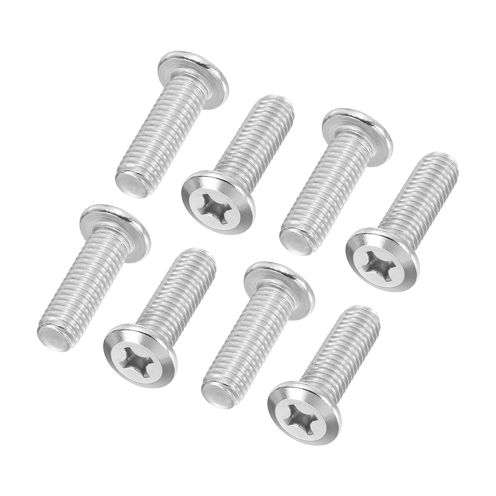 PATIKIL Flat Round Head Phillips Screws, 8 Pack M8-1.25 x 25mm Binding Screws 304 Stainless Steel 18-8 Full Thread, Phillips Drive Machine Screw Furniture Screw Connector Bolts